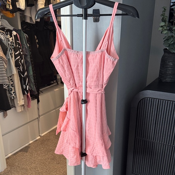 Pink Ruffle Wrap Mini Dress - Picture 5 of 6
